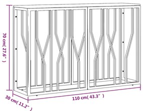 Mesa consola aço inoxidável/madeira de acácia maciça prateado