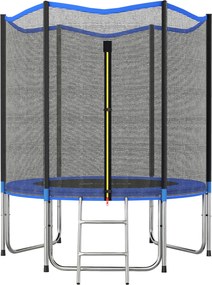 SPORTNOW Cama Elástica Exterior Ø183 cm Trampolim para Crianças com Rede de Segurança Escada e Acolchoamento de Molas Azul | Aosom Portugal