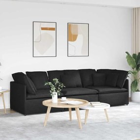 vidaXL Sofá modular com almofadas tecido preto