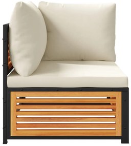 2 pcs conjunto de sofás de jardim c/ almofadões acácia maciça
