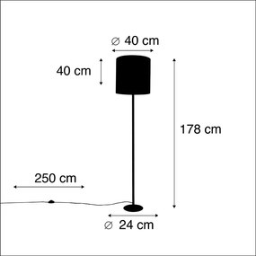 Candeeiro de pé Botânico Preto com Abajur Verde 40 cm - Simplo