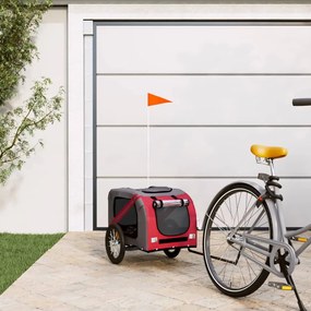 vidaXL Reboque bicicleta animais tecido oxford/ferro vermelho/cinzento