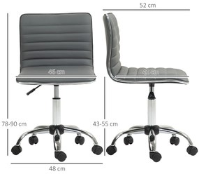 Cadeira de Escritório sem Apoio para os Braços Cadeira de Escritório Giratória com Altura Ajustável 48x52x78-90 cm Cinza