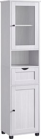 Armário de casa de banho com prateleiras reguláveis em altura  40 x 30 x 165 cm Branco com grão de madeira