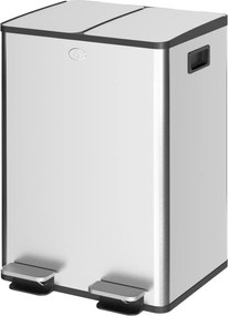 Caixote do lixo duplo para cozinha, 2 x 28 L, 2 tampas com fecho suave, baldes interiores removíveis e pegas