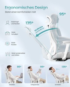 Cadeira de escritório ergonómica com apoio ajustável cinzento
