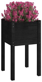 Vaso de jardim 40x40x70 cm madeira de pinho maciça preto
