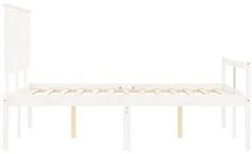 Estrutura de cama com cabeceira 140x200cm madeira maciça branco