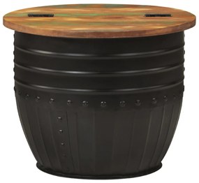 Mesa de centro 50x39,5 cm madeira recuperada maciça preto