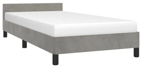 Estrutura de cama c/ cabeceira 100x200 cm veludo cinzento-claro