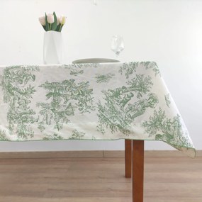 Toalha de Mesa Linho COL Toile de Jouy Green Beijinho