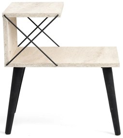 Mesa de Cabeceira Cross – Preto Travertino – 50x55x40 cm