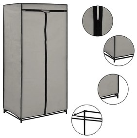Roupeiros 2 pcs 75x50x160 cm cinzento