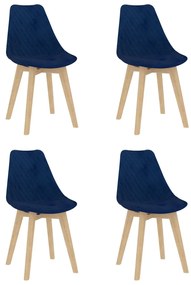 Cadeiras de jantar 4 pcs veludo azul