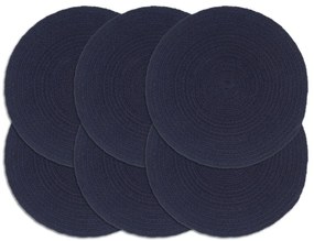Individuais mesa 6 pcs algodão liso 38 cm redondo azul-marinho