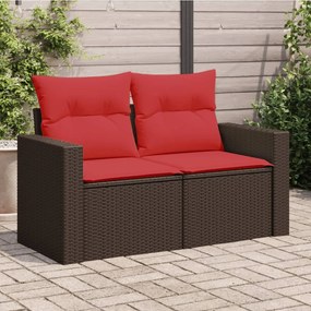 vidaXL Sofá de jardim com almofadas, 2 lugares, vime sintético marrom