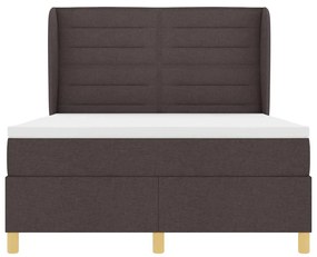 Estrutura de Cama com Colchão Marrom Escuro 140x190 cm Tecido