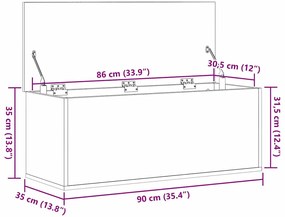Caixa de Armazenamento vidaXL em Madeira Velha 90x35x35 cm em Madeira