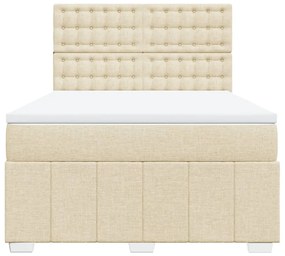 Cama com molas/colchão 140x200 cm tecido cor creme
