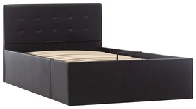 Cama hidráulica c/ arrumação 90x200cm couro artificial preto