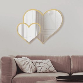 ESPELHO DE PAREDE GLAM CORAÇÃO DUPLO 65X2X50 CM DOURADO