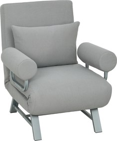 HOMCOM Sofá Cama Dobrável Estofado em Linho Sintético com Encosto Ajustável em 5 Níveis e Almofada Acolchoada 73x78x81 cm Cinzento Claro | Aosom Portugal