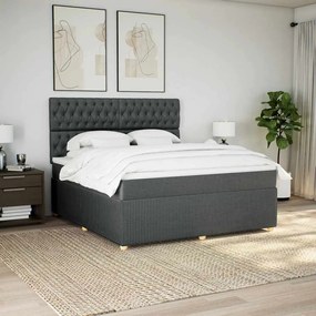 vidaXL Cama com molas/colchão 180x200 cm tecido cinzento-escuro
