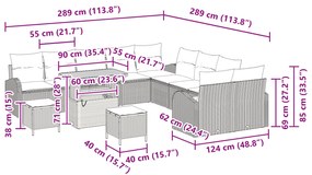 Conjunto de Sofá de Jardim vidaXL com 13 Peças e Almofadas de Rattan P