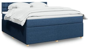 vidaXL Cama com molas/colchão 180x200 cm tecido azul