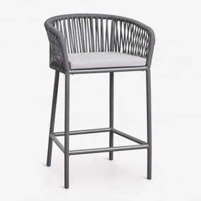 Pack De 2 Bancos Altos Com Apoios De Braços Em Corda Trançada Arhiza Cinza Grafito & ↑65 Cm - Sklum