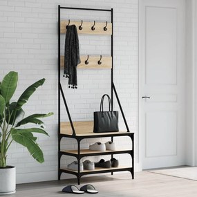 vidaXL Bengaleiro c/ arrumação calçado 70x40x184 cm carvalho sonoma