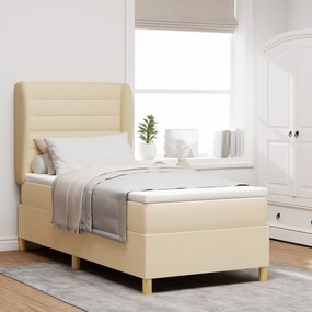 vidaXL Box Spring com Colchão Creme 90x200 cm Tecido