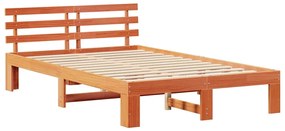 Estrutura de Cama de Madeira de Pinho Castanho Encerado