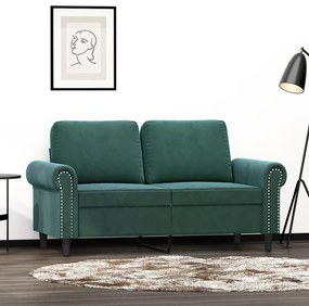 vidaXL Sofá de 2 lugares 120 cm veludo verde-escuro