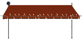 Toldo retrátil manual com LED 400 cm laranja e castanho