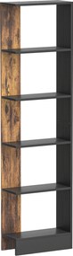 HOMCOM Estante estreita de 5 prateleiras, estante organizadora salva-espaço moderna em madeira, estante para banheiro, sala de estar, quarto, escritório e estudo, 45x21x170 cm, Castanho Rústico | Aosom Portugal