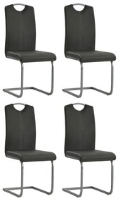 Cadeiras de jantar cantilever 4 pcs couro artificial cinzento