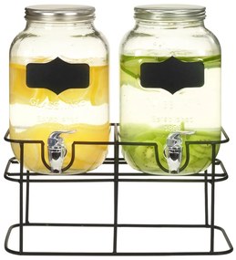 Dispensadores de bebidas 2 pcs com suporte 2 x 4 L vidro