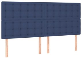 Cama box spring c/ colchão e LED 180x200 cm tecido azul