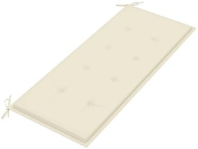 Banco Batávia c/ almofadão creme 120 cm teca maciça