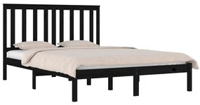 Estrutura de cama 140x190 cm madeira de pinho maciça preto