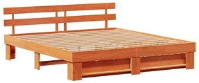 Estrutura da Cama Castanho-mel 180 x 200 cm Madeira Sólida