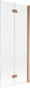 Mexen Mist divisória de duche de 2 painéis, lado direito 80 x 150 cm, transparente, cobre escovado - 8A9-080-002-65-00-P