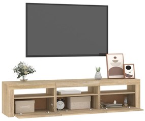 Móvel de TV com luzes LED 180x35x40 cm carvalho sonoma