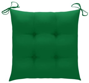 Cadeiras de jardim c/ almofadões verde 2 pcs teca maciça