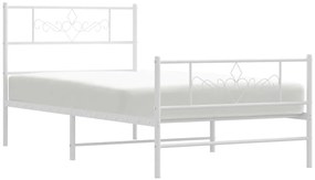 Estrutura de cama com cabeceira e pés 107x203 cm metal branco