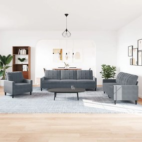 4 pcs conjunto de sofás com almofadões veludo cinzento-escuro