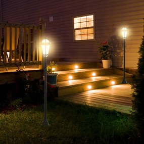 Outsunny Conjunto de Candeeiros Solares de Jardim com Luzes LED Branca