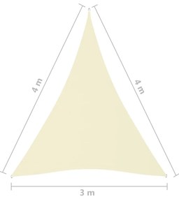 Para-sol estilo vela tecido oxford triangular 3x4x4 m creme