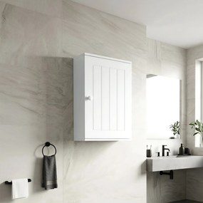Armário de Parede para Casa de Banho com Porta de Fecho Suave e Prateleira Ajustável para Cozinha e Lavandaria 30x14x50 cm Branco